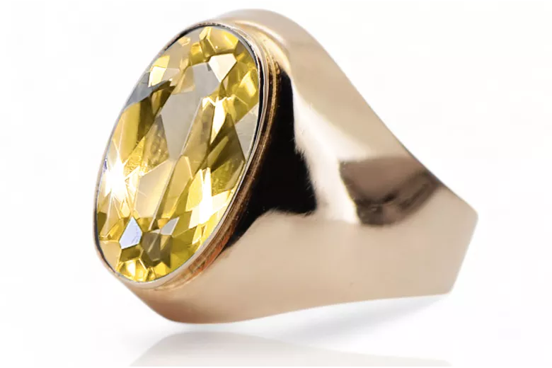 Žlutý Perydot Original Vintage 14k vinobraní prsten klasický vinobraní Vrc077